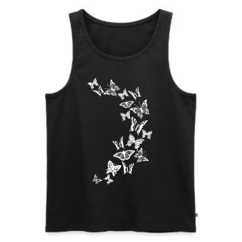03 Papillons blancs - Débardeur bio Premium Homme - noir - Devant - AI Model Male 178 light (178cm)