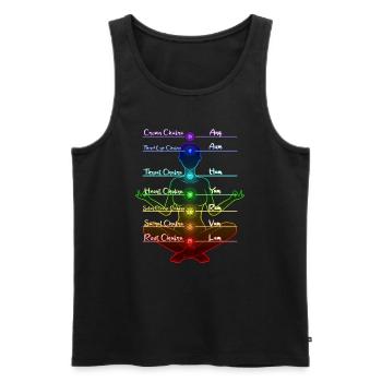 Meditation chakra spiritual funny gift idea - Men's Premium Organic Tank Top - black - Front - AI Model Male 178 light (178cm)