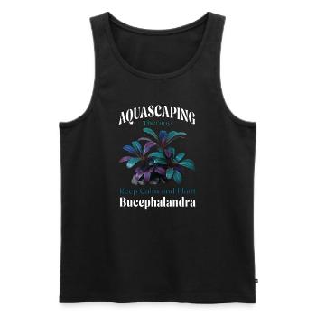 Aquascaping – Keep Calm and Plant Bucephalandra - Men's Premium Organic Tank Top - black - Front - AI Model Male 178 light (178cm)