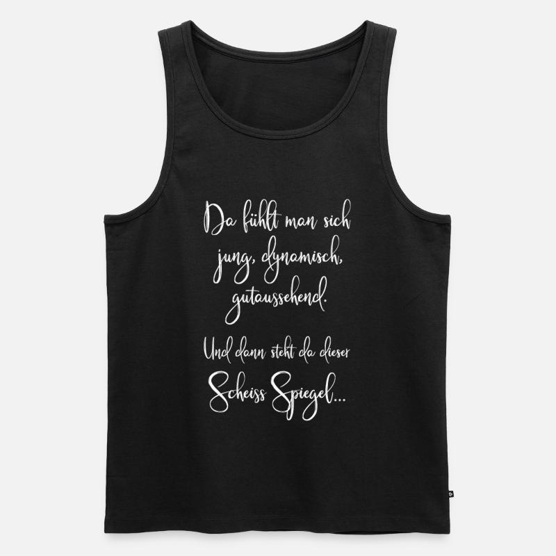 Spruch Jung Dynamisch Gutaussehend Spiegel ws - Männer Premium Bio Tank Top - Schwarz