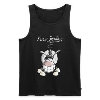 Keep Smiling Donkey - Men's Premium Organic Tank Top - black - Front - AI Model Male 178 light (178cm)