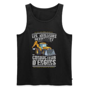 conducteur d engins - Débardeur bio Premium Homme - noir - Devant - Michal (187cm)