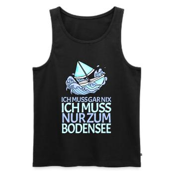 Bodensee - Männer Premium Bio Tank Top - Schwarz - Vorne - Michal (187cm)