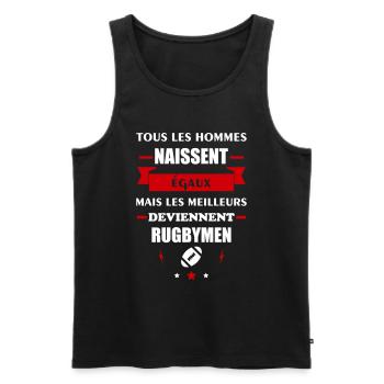 Tous les hommes rugbymen, cadeau rugbyman, rugby - Débardeur bio Premium Homme - noir - Devant - Michal (187cm)