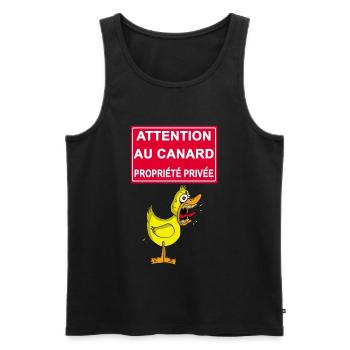 Attention au canard jaune - Débardeur bio Premium Homme - noir - Devant - Michal (187cm)