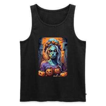 Modèle vierge de femme zombie d’Halloween 1.7 - Débardeur bio Premium Homme - noir - Devant - Michal (187cm)