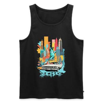 Ville de New York - Débardeur bio Premium Homme - noir - Devant - AI Model Male 178 light (178cm)