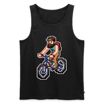 Mountain Bike Pixel Art - Men's Premium Organic Tank Top - black - Front - AI Model Male 178 light (178cm)