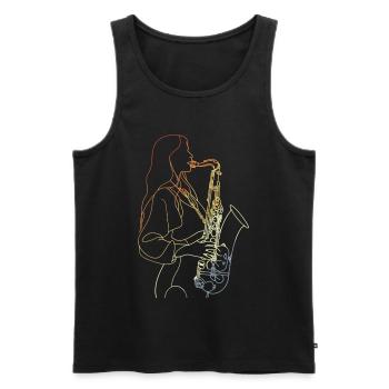 Vintage Saxophonistin Skizze - Männer Premium Bio Tank Top - Schwarz - Vorne - Michal (187cm)