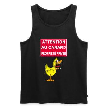 Attention au canard ! - Débardeur bio Premium Homme - noir - Devant - Michal (187cm)