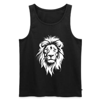 Löwengesicht in Schwarz Weiß - Männer Premium Bio Tank Top - Schwarz - Vorne - AI Model Male 178 light (178cm)