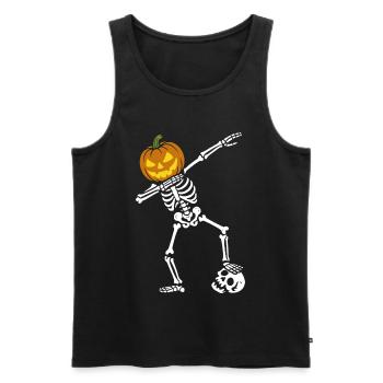 Halloween Dab Dance Skeleton with Skull - Men's Premium Organic Tank Top - black - Front - AI Model Male 178 light (178cm)