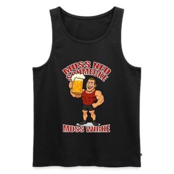 JGA Knaller x Muss ned schmecke muss wirke  - Männer Premium Bio Tank Top - Schwarz - Vorne - AI Model Male 178 light (178cm)
