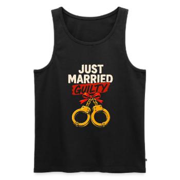 Just Married Guilty Funny Newlywed Humor Tee - Men's Premium Organic Tank Top - black - Front - AI Model Male 178 light (178cm)