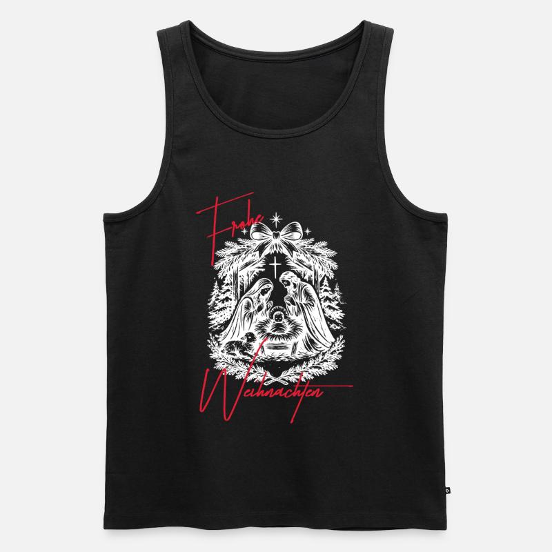 Weihnachtskrippe Schwarz Weiß - Männer Premium Bio Tank Top - Schwarz