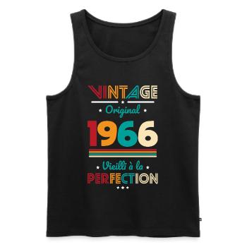 1966 – Vintage – Aged to perfection - Men's Premium Organic Tank Top - black - Front - Michal (187cm)