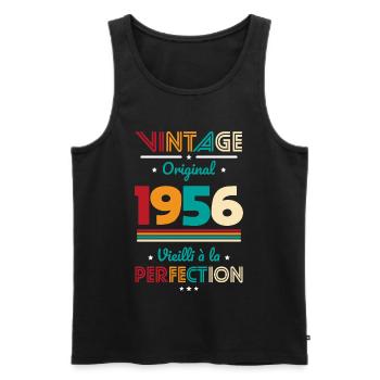 1956 – Vintage – Aged to perfection - Men's Premium Organic Tank Top - black - Front - Michal (187cm)