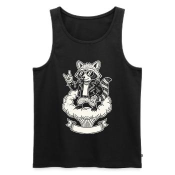 Retro Waschbär Musik Rock Band Lustig Süß - Männer Premium Bio Tank Top - Schwarz - Vorne - AI Model Male 178 light (178cm)