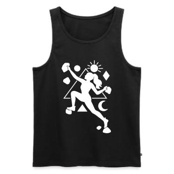 Femmes de bloc Femme géométrique jour et nuit - Débardeur bio Premium Homme - noir - Devant - Michal (187cm)