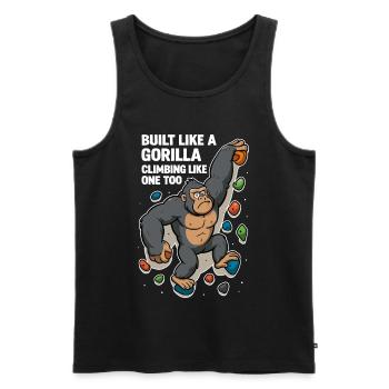 Bouldern lustig – Gorilla Cartoon Kletter Shirt - Männer Premium Bio Tank Top - Schwarz - Vorne - Michal (187cm)