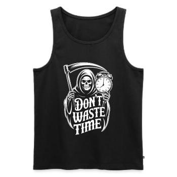 Sensenmann Uhr – Don't Waste Time Motiv - Männer Premium Bio Tank Top - Schwarz - Vorne - AI Model Male 178 light (178cm)
