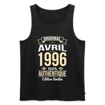 30th Anniversary - Original - April 1996 - Men's Premium Organic Tank Top - black - Front - AI Model Male 178 light (178cm)