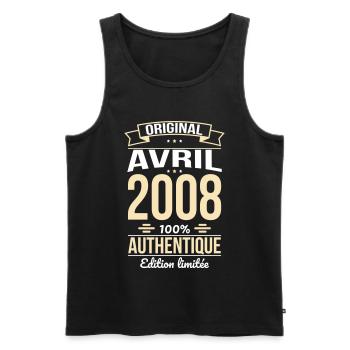 18. Geburtstag – Original – April 2008 - Männer Premium Bio Tank Top - Schwarz - Vorne - Michal (187cm)