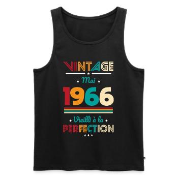 Anniversaire 60 ans - Vintage - Mai 1966 - Débardeur bio Premium Homme - noir - Devant - Michal (187cm)