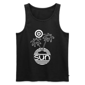 Le paradis au soleil (blanc) - Débardeur bio Premium Homme - noir - Devant - AI Model Male 178 light (178cm)