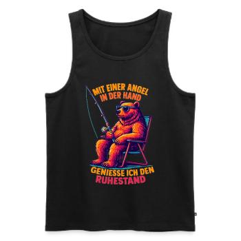 Angler Ruhestand: Cooler Bär mit Sonnenbrille - Männer Premium Bio Tank Top - Schwarz - Vorne - Michal (187cm)