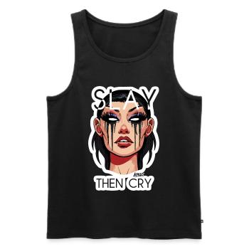 Slay Then Cry Illustration - Men's Premium Organic Tank Top - black - Front - AI Model Male 178 light (178cm)