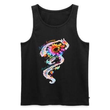 Autismus-Bewusstsein-Sonnenblume - Männer Premium Bio Tank Top - Schwarz - Vorne - AI Model Male 178 light (178cm)