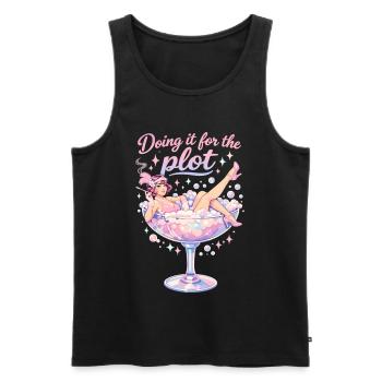 Doing it for the plot | Vintage Flapper Pastell - Männer Premium Bio Tank Top - Schwarz - Vorne - AI Model Male 178 light (178cm)