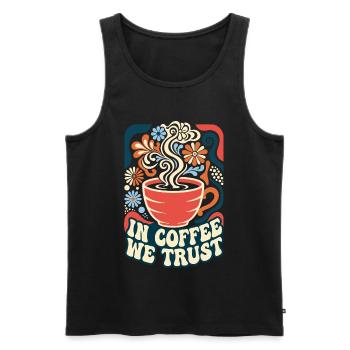 In Coffee We Trust Retro Kaffee - Männer Premium Bio Tank Top - Schwarz - Vorne - Michal (187cm)