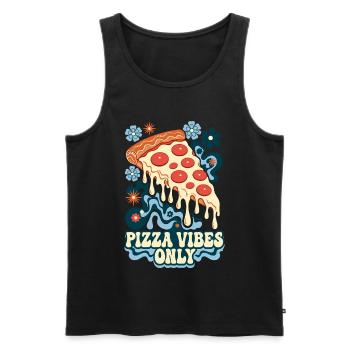 Pizza Vibes Only Retro Pizza - Männer Premium Bio Tank Top - Schwarz - Vorne - Michal (187cm)