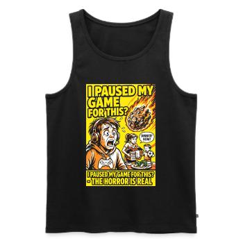 I Paused My Game – Gamer Parents Horror Humor - Men's Premium Organic Tank Top - black - Front - Michal (187cm)