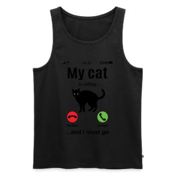 Chat appelle drôle l’ami chat propriétaire de chat - Débardeur bio Premium Homme - noir - Devant - AI Model Male 178 light (178cm)