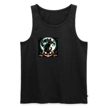 Cat and Halloween - Men's Premium Organic Tank Top - black - Front - AI Model Male 178 light (178cm)