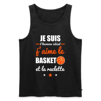 Homme idéal Basket, basketball, basketteur - Débardeur bio Premium Homme - noir - Devant - Michal (187cm)