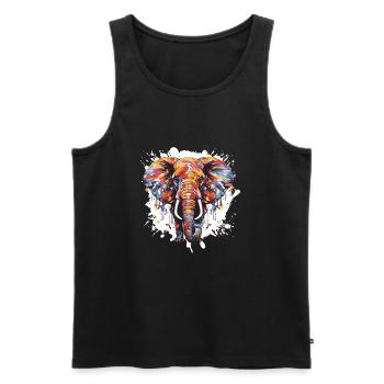 Elefant Tier Pop Art Kopf - Männer Premium Bio Tank Top - Schwarz - Vorne - Michal (187cm)