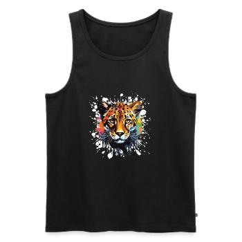 Cheetah Animal Pop Art Head - Men's Premium Organic Tank Top - black - Front - Michal (187cm)
