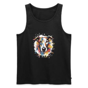 Greyhound Dog Animal Pop Art Head - Men's Premium Organic Tank Top - black - Front - AI Model Male 178 light (178cm)