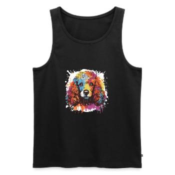 Pudel Hund Tier Pop Art Kopf - Männer Premium Bio Tank Top - Schwarz - Vorne - Michal (187cm)