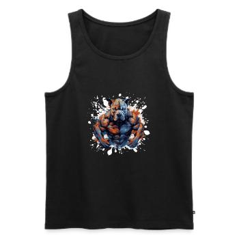 Hund Pit Muskeln Fighter Beast - Männer Premium Bio Tank Top - Schwarz - Vorne - AI Model Male 178 light (178cm)