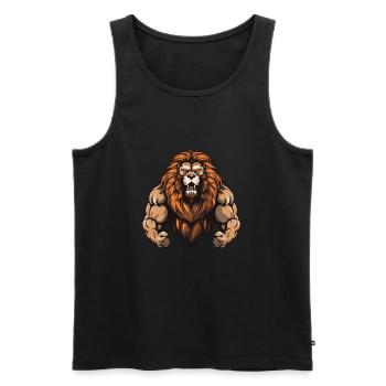 Leo Muscles - Men's Premium Organic Tank Top - black - Front - AI Model Male 178 light (178cm)