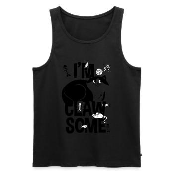 QUELQUES GRIFFES - énonciations de chat et chat chemise cadeau - Débardeur bio Premium Homme - noir - Devant - Michal (187cm)