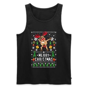 203 Cerf Rudolph Dabbing nue Merry Christmas - Débardeur bio Premium Homme - noir - Devant - AI Model Male 178 light (178cm)