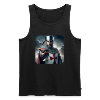Templer, der dir den Heiligen Gral anbietet von Angelic Art - Männer Premium Bio Tank Top - Schwarz - Vorne - AI Model Male 178 light (178cm)