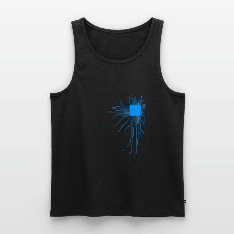board blue computer pc admin core cpu nerd code Men's Premium Organic Tank Top