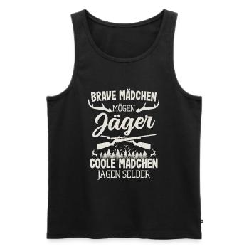 Jäger Mädchen Jagen Selber Hirsch Jagd Jägerin - Männer Premium Bio Tank Top - Schwarz - Vorne - Michal (187cm)